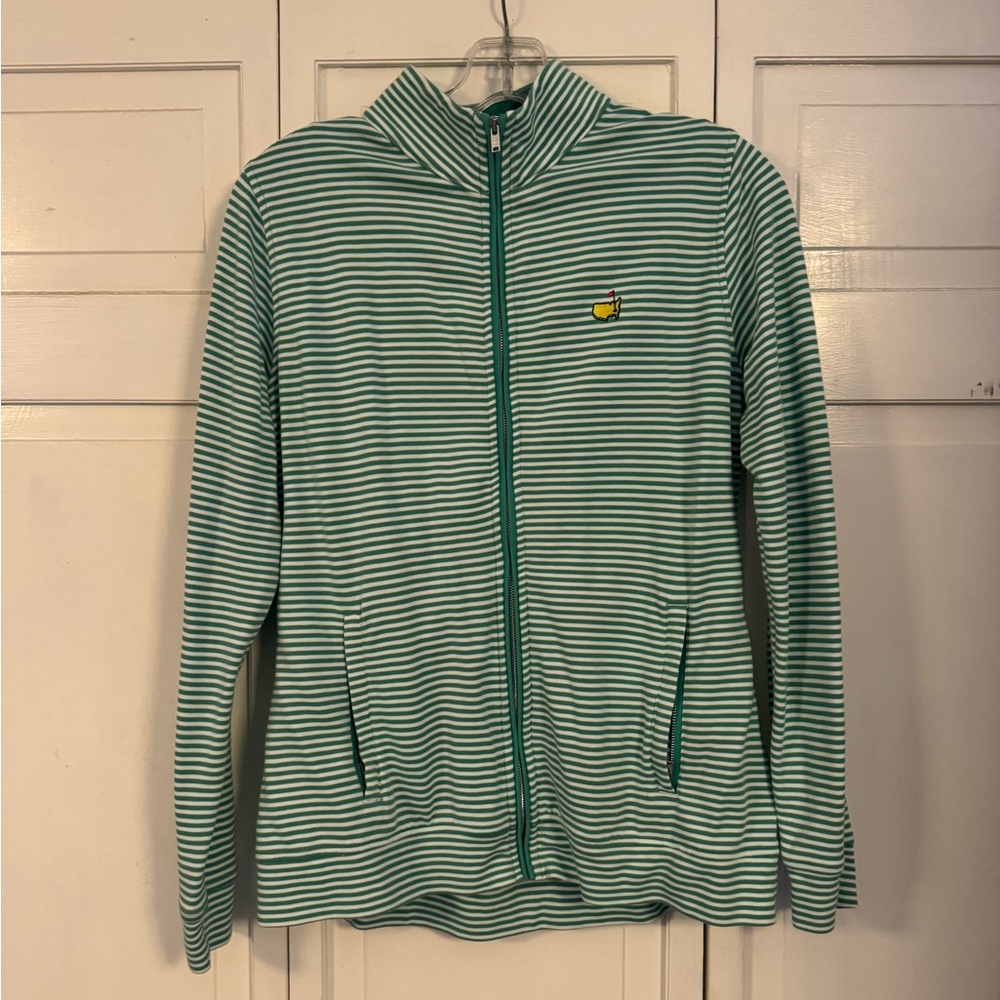 Magnolia Lane Masters Golf 2025 Striped Green and White Zip-Up JacketSz M Ladies